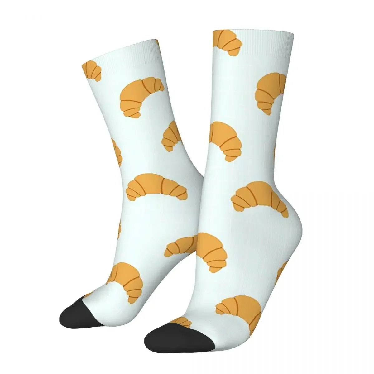 Cute Croissant Print On Blue Background Socks Harajuku calze Super morbide calze lunghe per tutte le stagioni accessori uomo donna Gifts