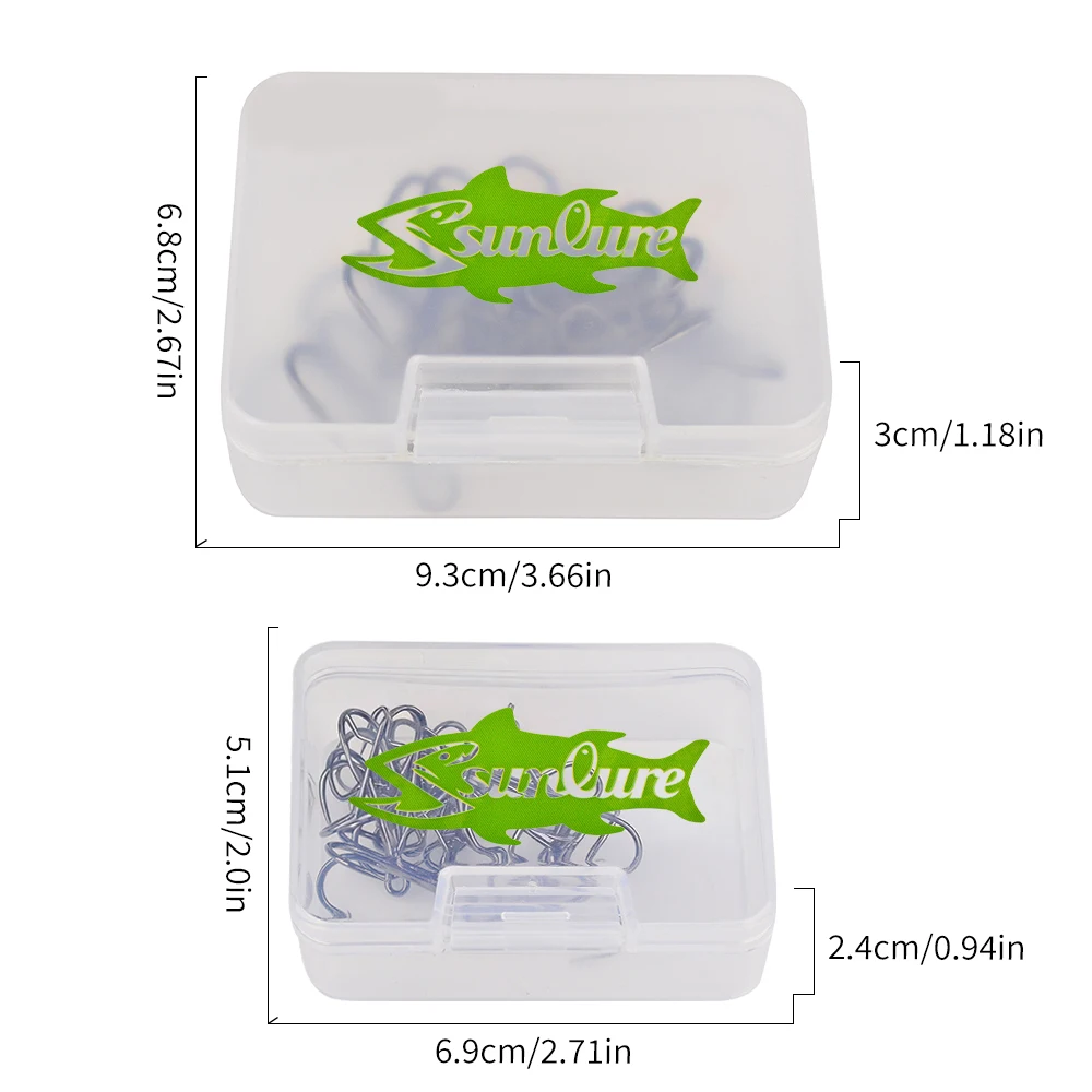 Sunlure 10Pcs/Box Fishing Treble Hooks Brabed Triple Sea Fishing Hooks Hard Lures for Freshwater Saltwater Fishing Accessories