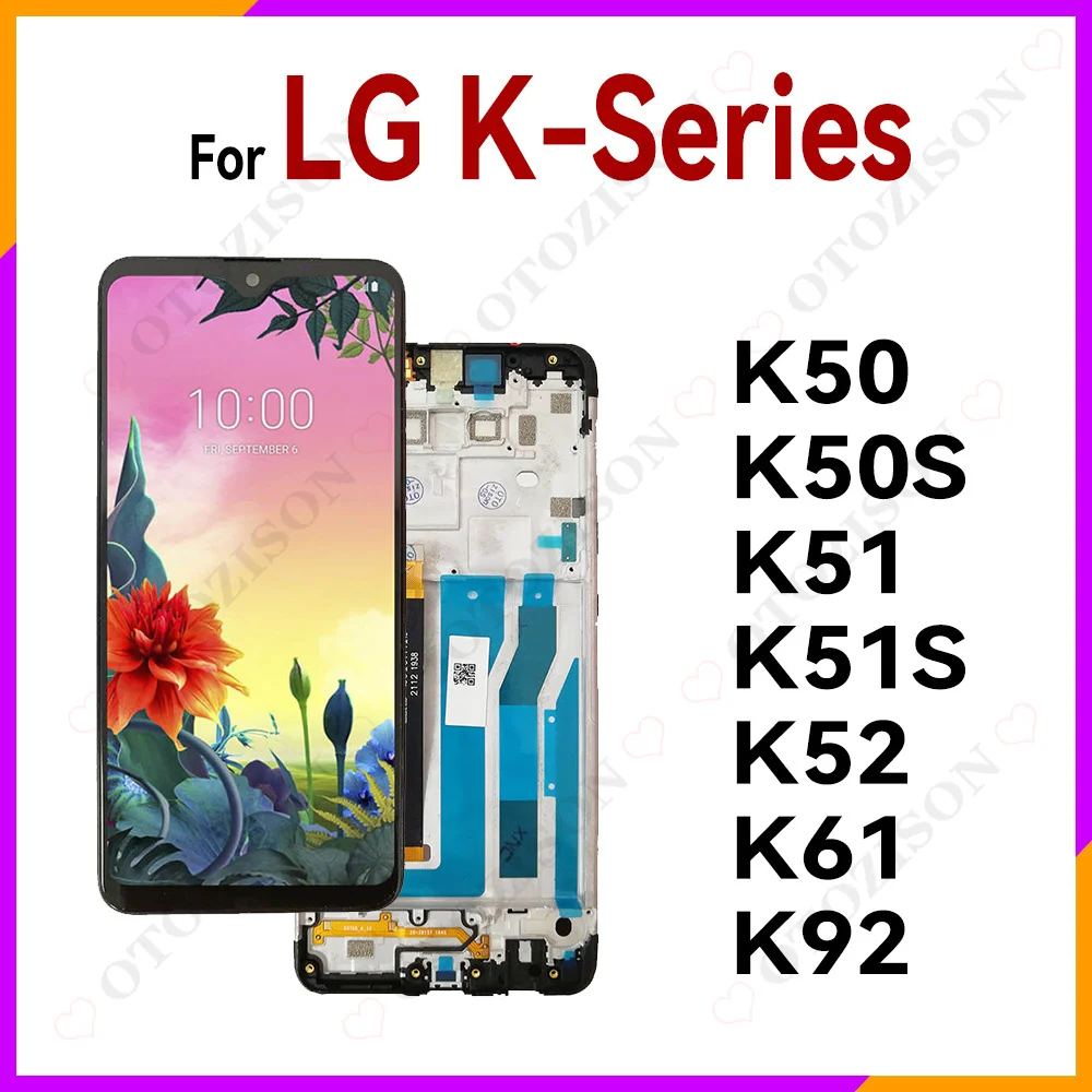 Pantalla LCD con marco para LG K50 X520/K50S LMX540HM LM-X540/K51 K500/K51S LMK510EMW K510/K52 K520/K61 Q630/K92 5G K920 LCD digitalizador táctil