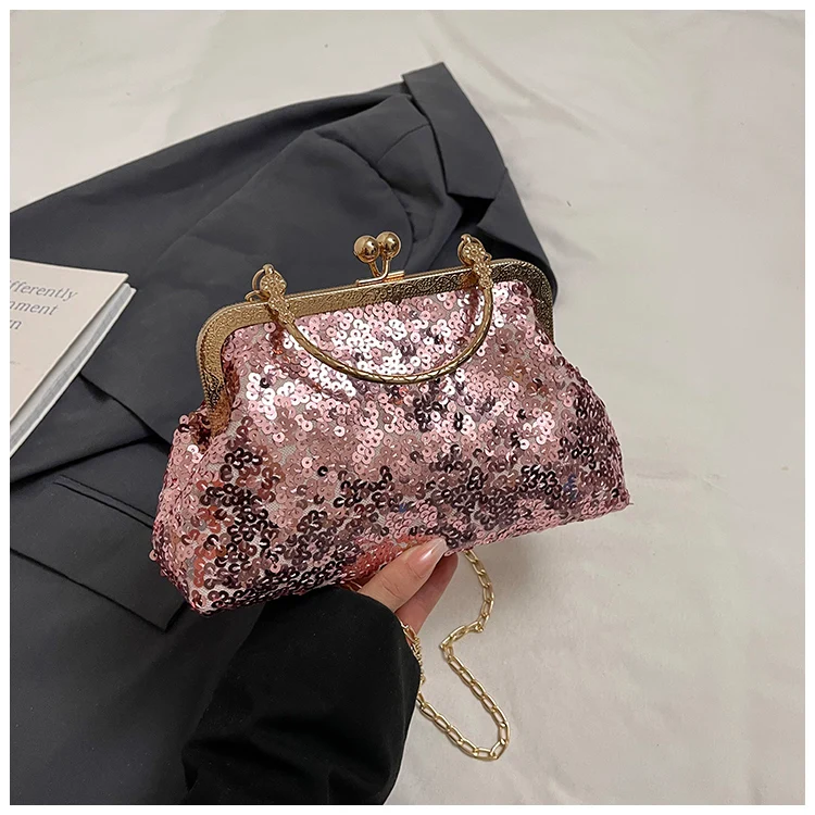 Bolso de mano con lentejuelas brillantes para mujer, estilo celebridad, para noche, con bolsillo para móvil y pintalabios, vi...