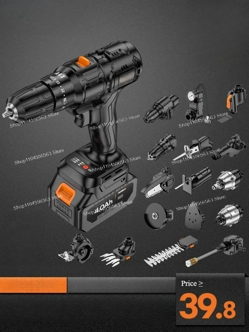 Brushless Convertible Hammer Drill & Impact Driver 18-21V Cordless 0.55KG Lightweight Electric Drill to Chisel Tool