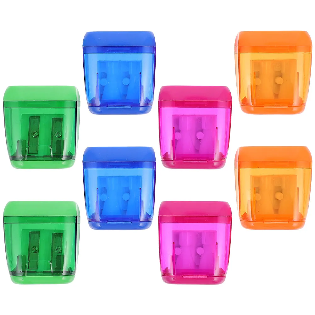 

8 Pcs Pencil Sharpener Compact Portable Mini Handheld Office Supplies Accessories Adjustable Thickness Safe Use PP Material
