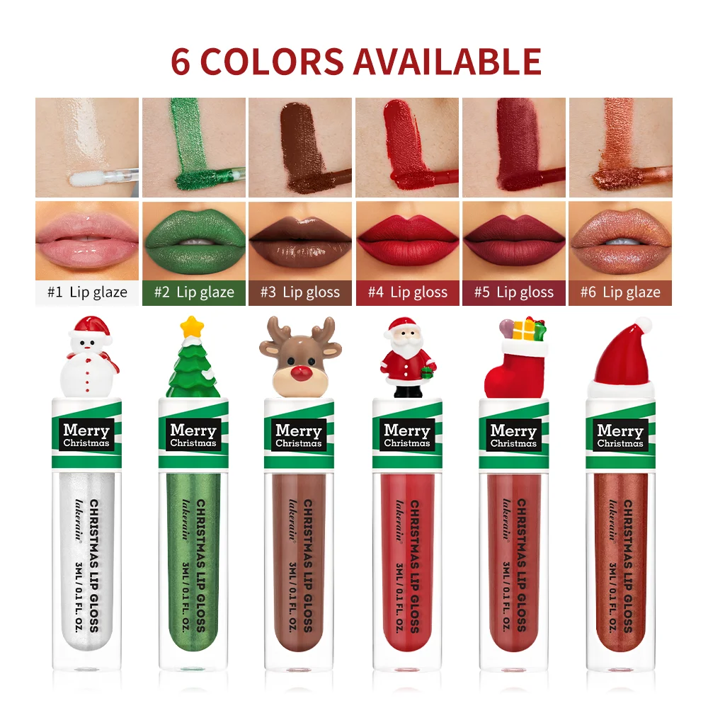 Christmas Colorful Lip Gloss Jelly Tint for Lips Lip Glow Oil Long Lasting Lip Inks Lipgloss Women\'s Gloss Ink Clear Makeup Gift