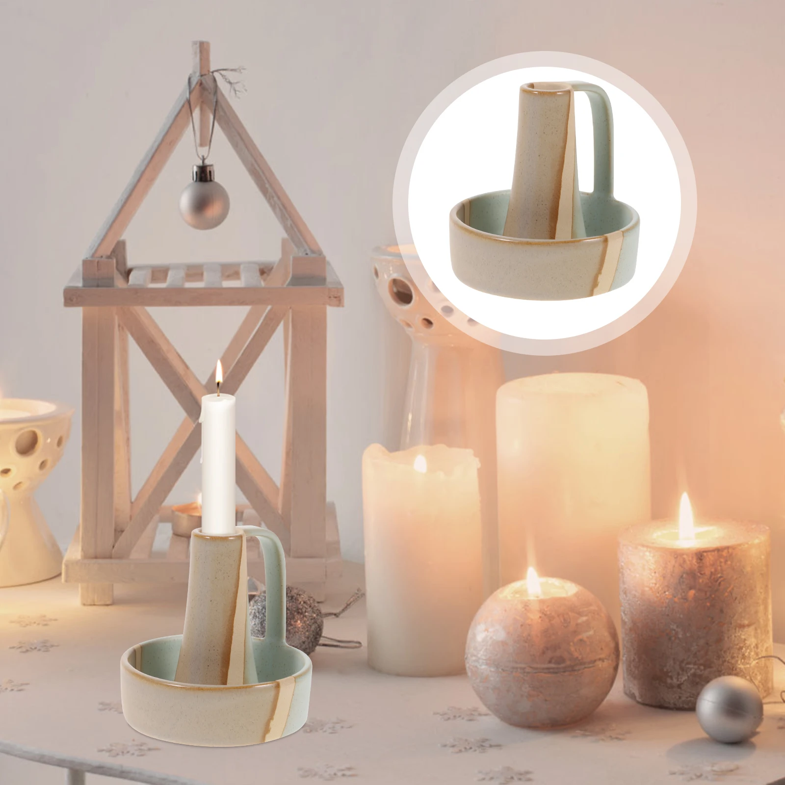 

2Pcs Ceramic Holder Chic Vintage Style Decorative Taper Candlestick Holders for Holiday Wedding Birthday Gift Use