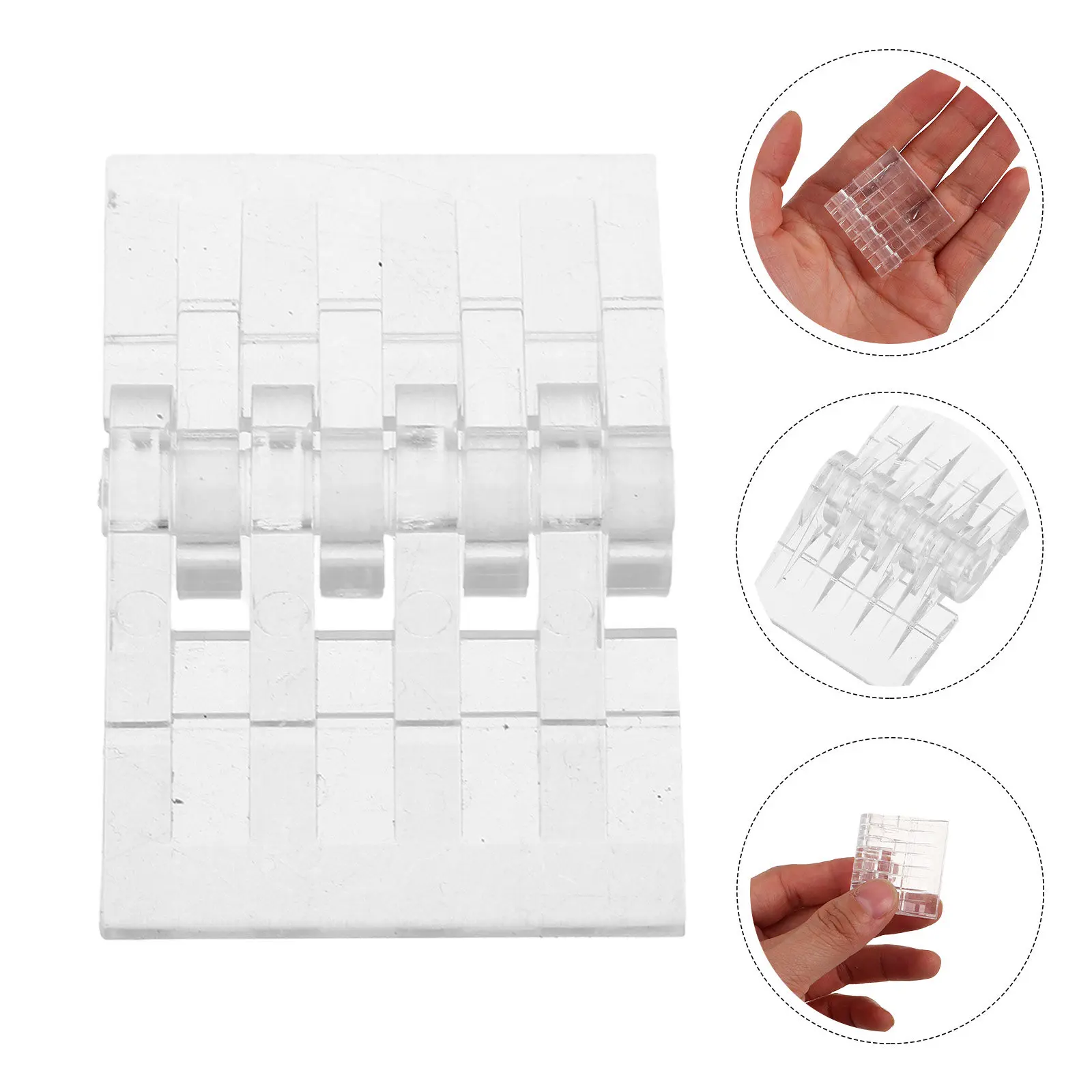 6Pcs Transparent Acrylic Mini Hinges Clear Folding Cabinet Door Hardware for Display Case DIY Projects Small Concealed Plastic