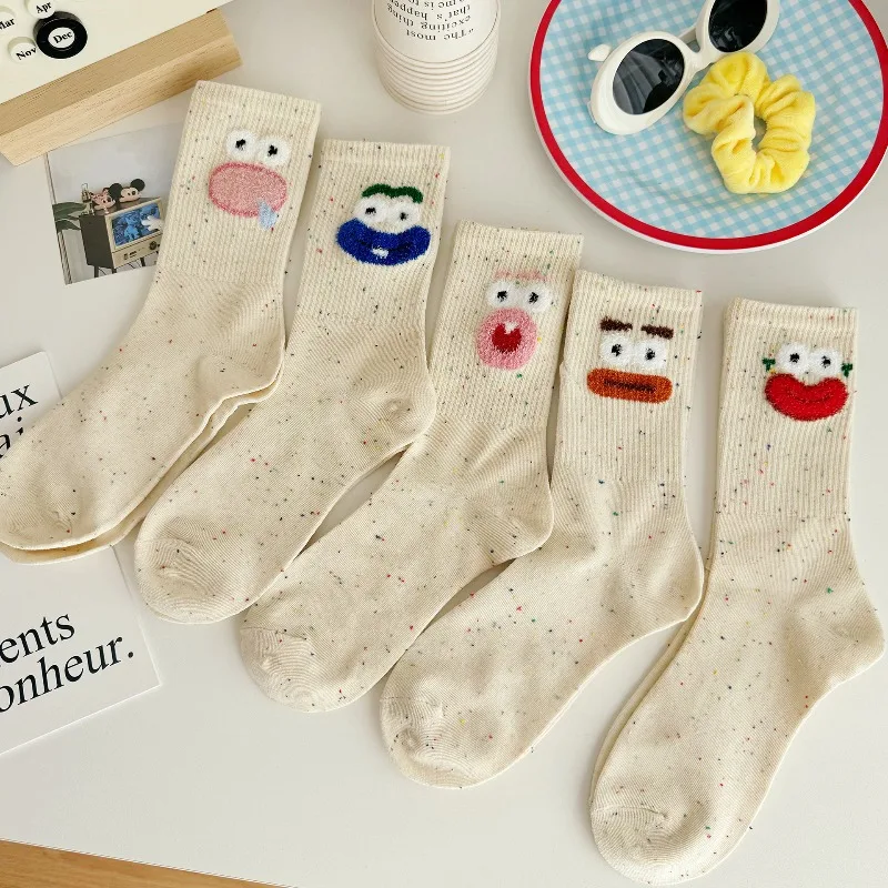 

10 pairs Fashion Versatile Long Socks Simple Comfortable Middle Socks Spring Autumn Pink Cute Cartoon Women's Socks