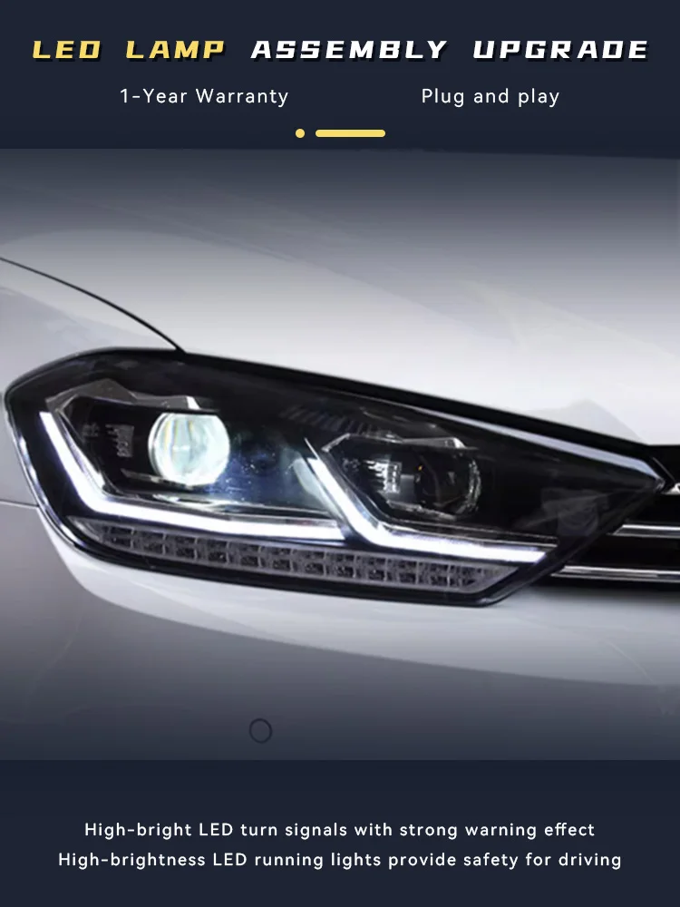 اكسسوارات السيارات لشركة فولكس فاجن فولكس فاجن جولف سبورتفان 2016-2018 ضوء DRL رئيس مصباح جهاز عرض (بروجكتور) ليد عدسة المصابيح الأمامية المركبات التلقائي