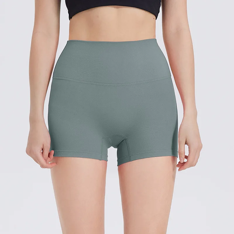 Sports High Waisted Tight Shorts With Labels, Yoga Clothes, Nylon Shorts, Women'S Tight High Stretch Three Quarter Pants