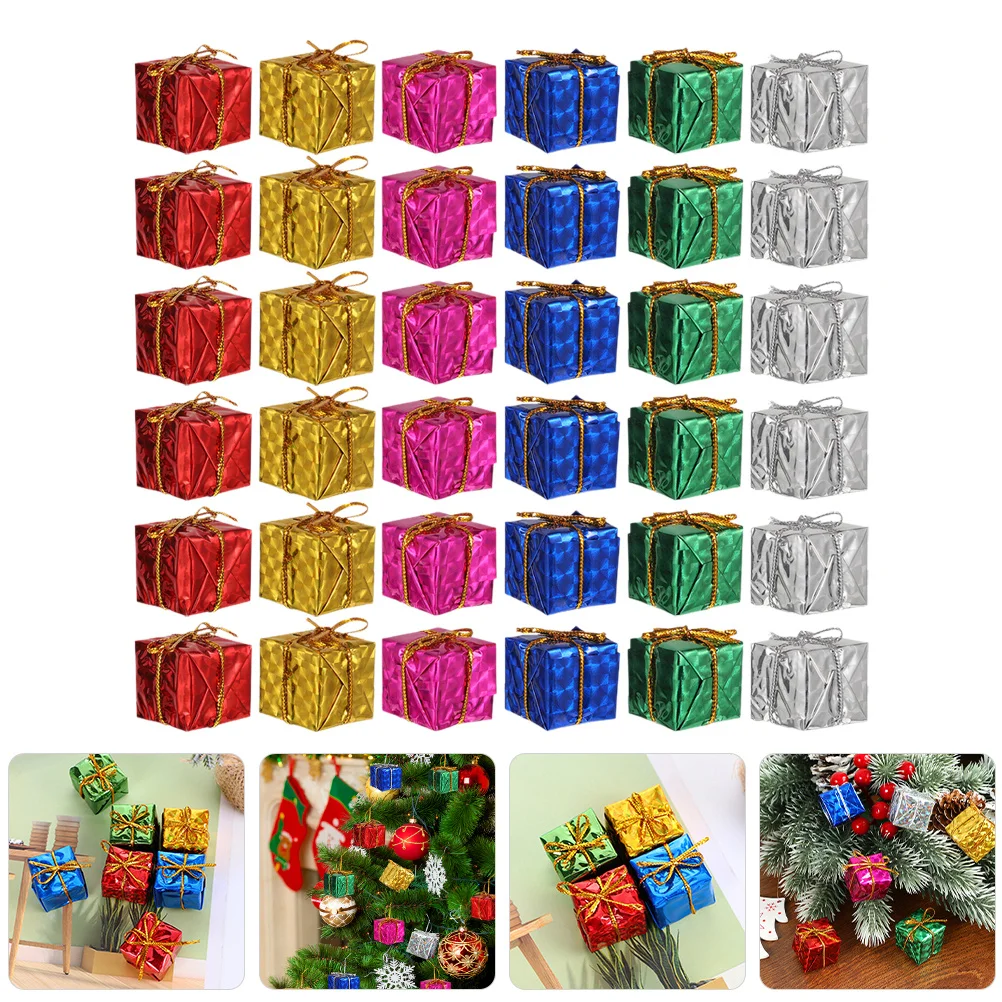 

36Pcs Xmas Tree Ornament Mini Gift Boxes Christmas Decoration Foil Wrapped Easy to Hang Mini Gift Boxes Xmas Tree Ornament