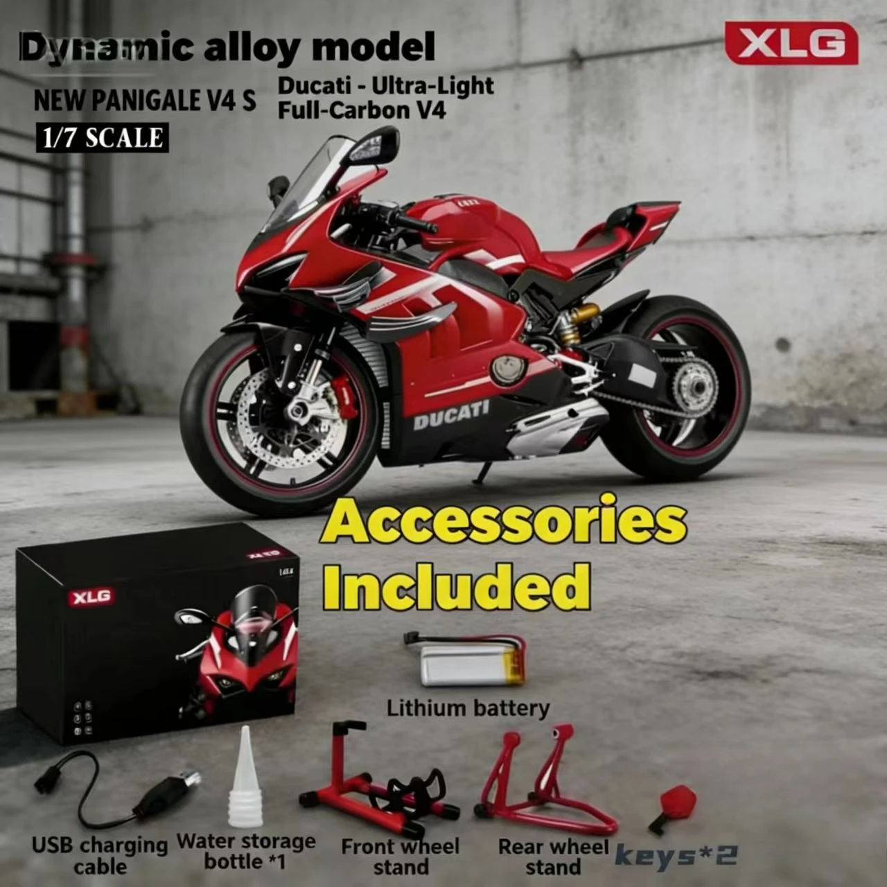 

For Ducati V4s Ignite Start Smoke Effect 1:7 Panigale motorcycle alloy simulation model Large decoration project birthday gift