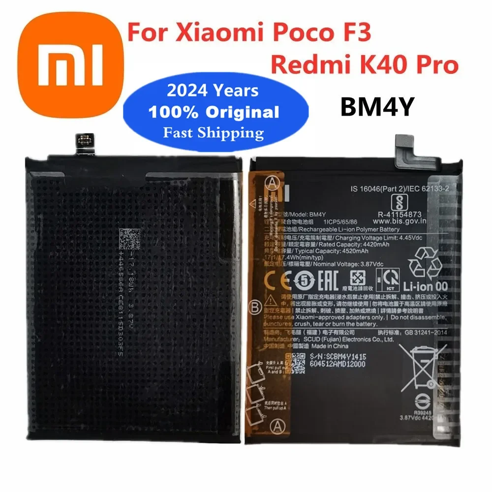 2024 Years New Original Battery BM4Y 4520mAh For Xiaomi Redmi K40 Pro K40Pro Poco F3 Mobile Phone Battery Bateria Fast Shipping