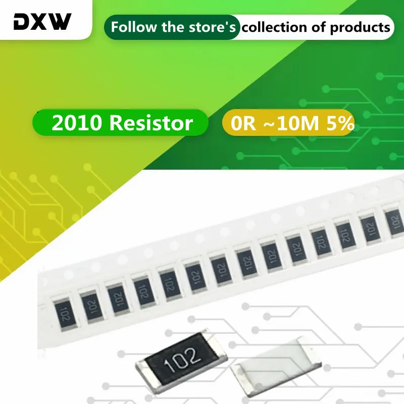 50pcs 2010 Resistor 0R - 10M 5% 3R 10R 68R 100R 330R 470R 750R 1K 2.2K 3.3K 4.7K 8.2K 10K 22K 33K 68K 100K 200K 1M 3M 3/4W
