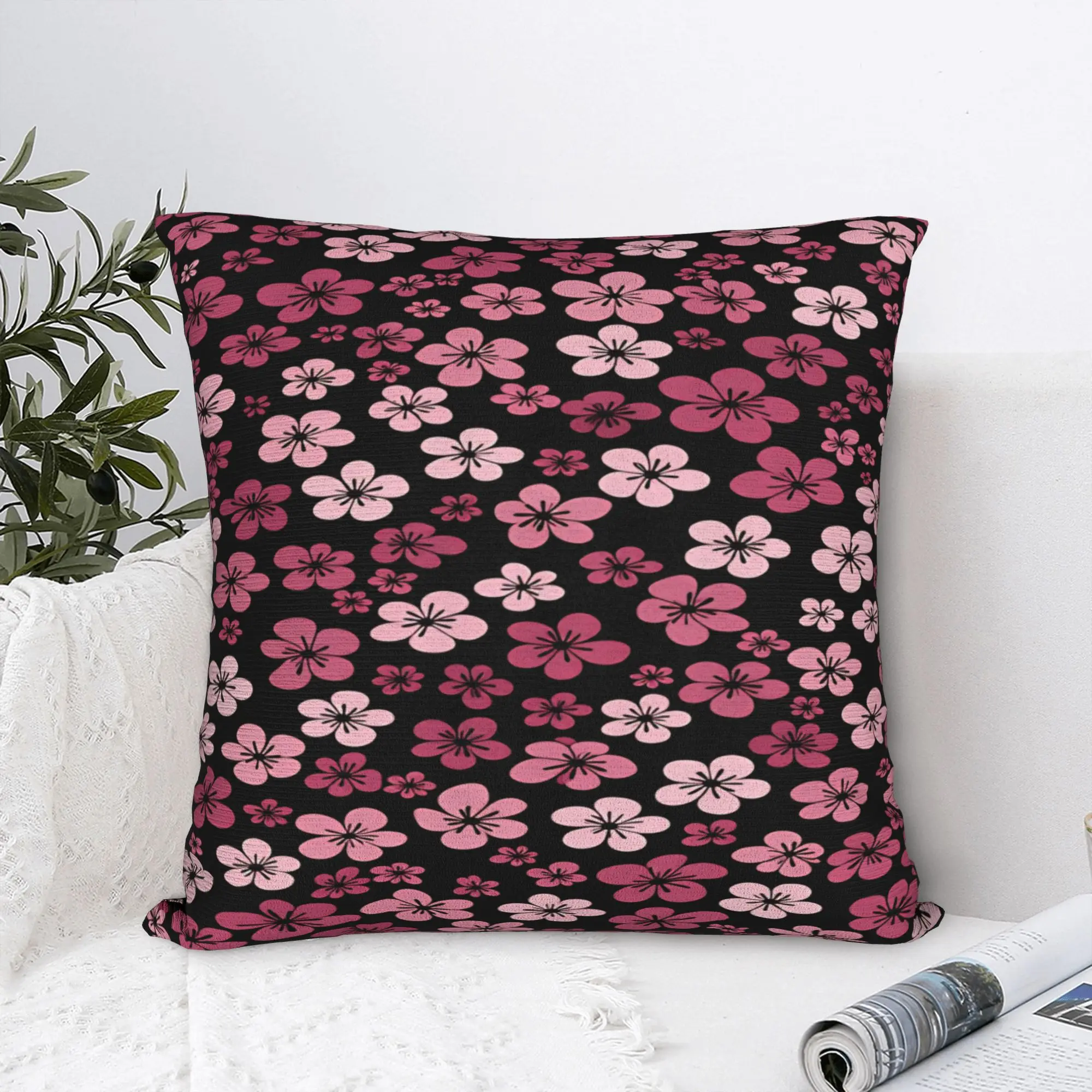 Japanese Sakura Cherry Blossoms Pillow Case  Custom Pillow Cover For Sofa Couch Bed Living Room Fashion Cushion Cover view 4