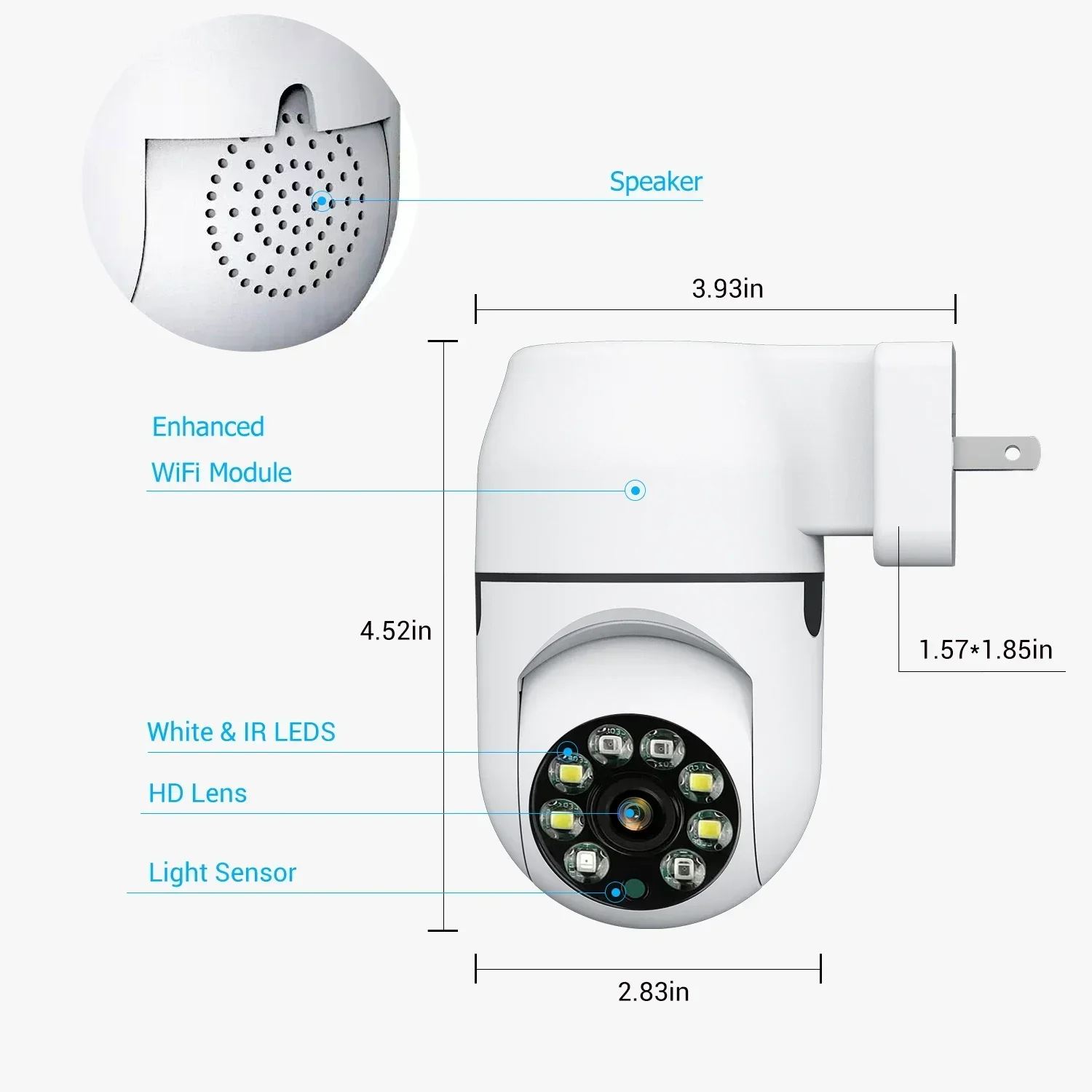 DIDSeth 2MP PTZ EU Plug IP Camera 2 Way Audio Socket WIFI Surveillance Security Wireless Intdoor ICSEE / TUYA Cctv Mini Camera