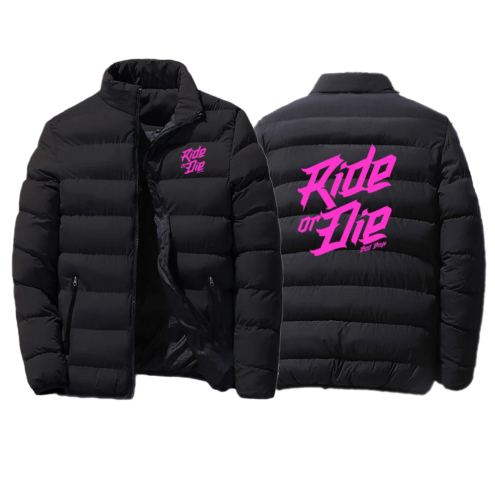 Winter Outdoor Men's Clothing Causal Jacket Ride or die bike Logo Print Warm Windproof Camping Lightweight Jacket Coat view 6