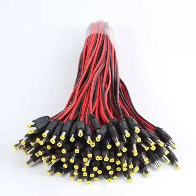 50pcs DC 5.5x2.1mm Male Connector Plug Cable 28cm Length Wire For CCTV Camera And LED Strip Light