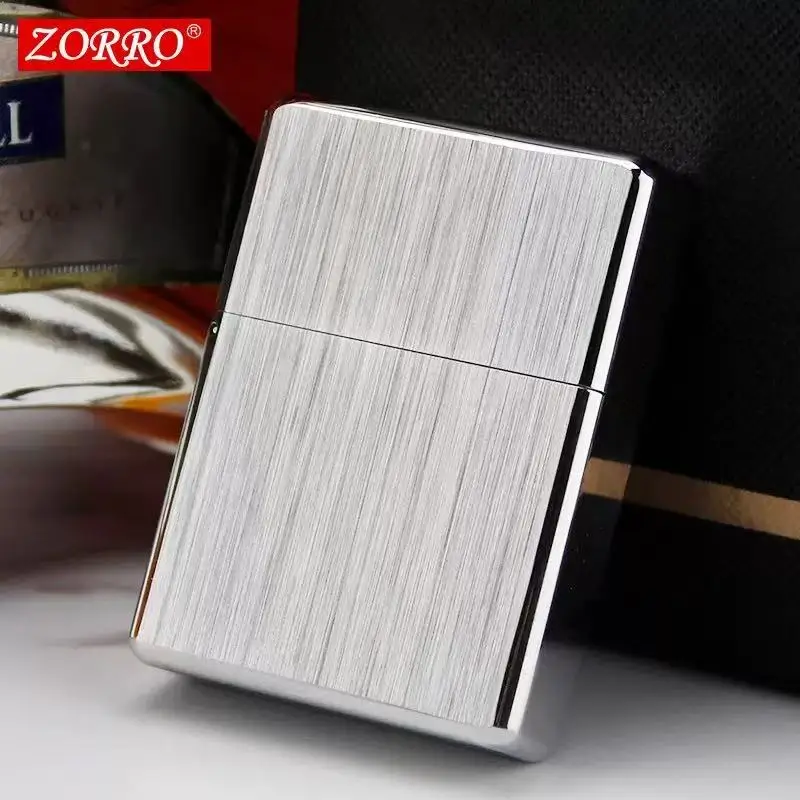 ZORRO 912 ولاعة الكيروسين النحاسية/التيتانيوم المقاومة للرياح؛ 3/5 ولاعة بنزين معدنية مفصلية هدية للرجال 150 جرام