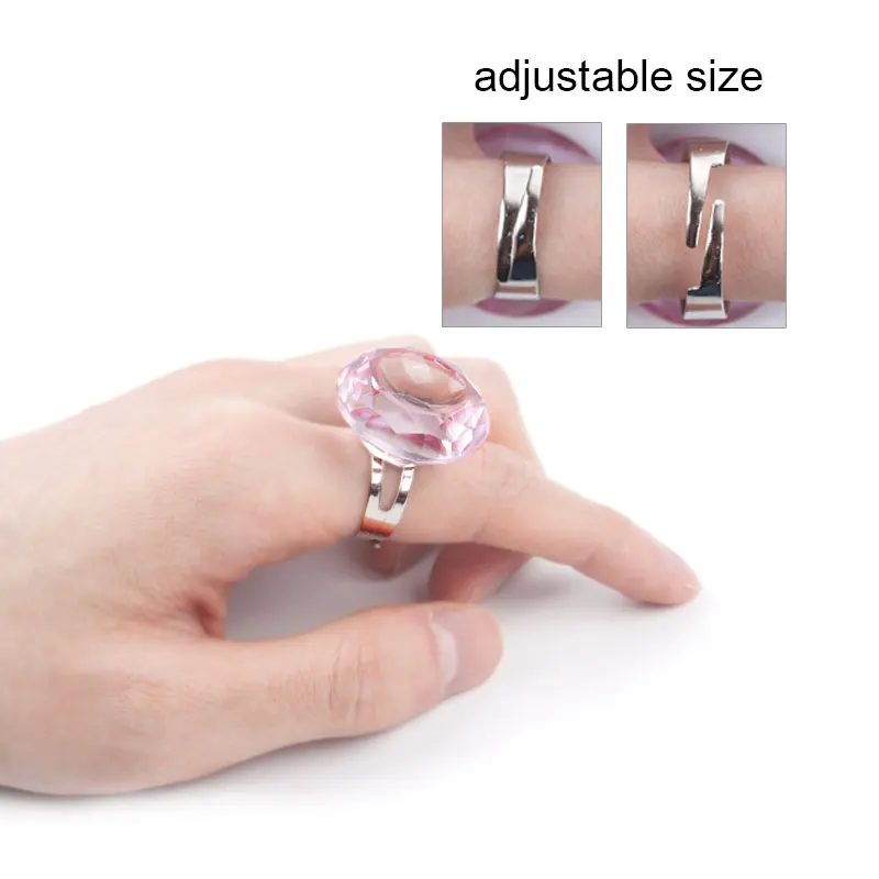 Eyelash Adjustable Glue Ring Crystal Finger Ring Adhesive Eyelash Extension Pallet Holder Makeup Tool