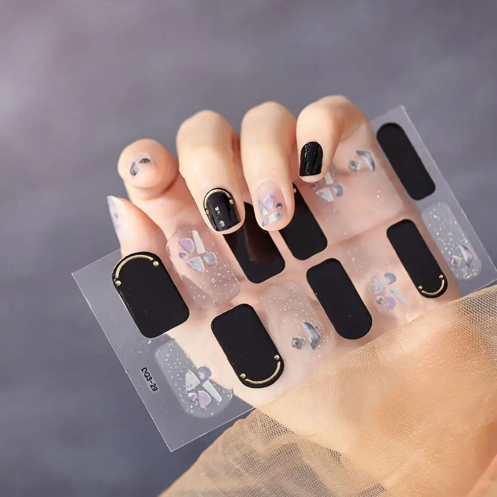 14 tipsów 3D naklejki Uv żel do paznokci kwiaty Gradient żel do Manicure pełne, półutwardzone etui DIY do paznokci naklejki artystyczne Adhesiv A4T2