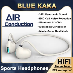 ENC Noise Canceling Air Conduction Bluetooth Multipoint Headphone Waterproof Sports Headset DT3.0 Music/Game Dual Mode Earphone