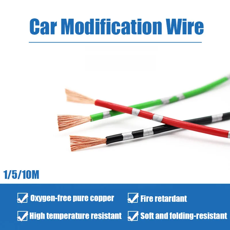 1/5m Car Wire Modification Wire 0.3/0.5/0.85/1.25/2mm² Low Voltage Wire Car Wire Line Pvc High Temperature Resistant Copper Wire