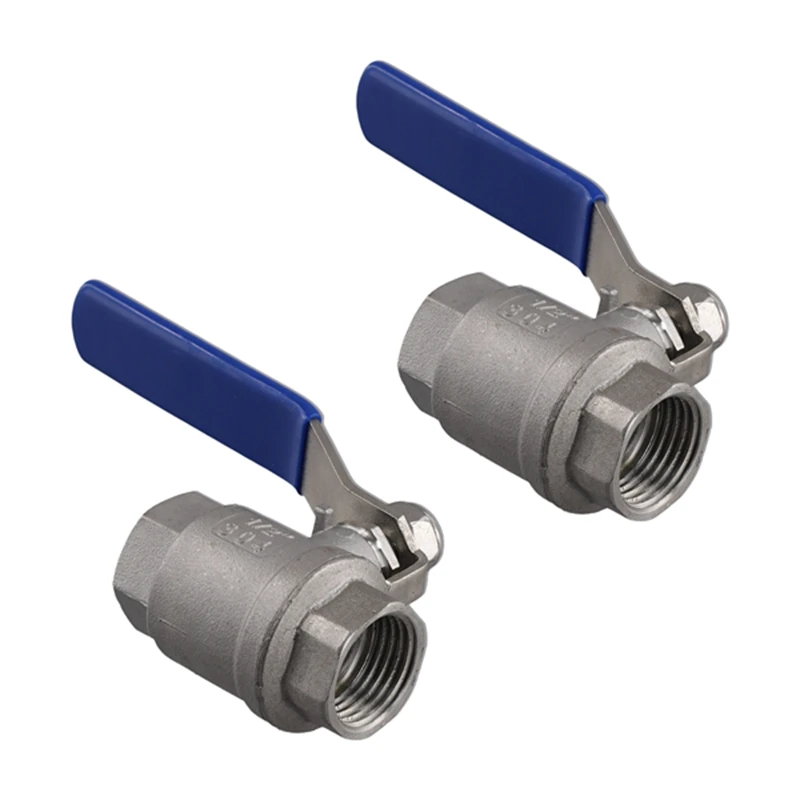 

2PCS 304 Stainless Steel Ballvalve 2P Full Port Ball Valve Female Valve Vinyl Handle Valves