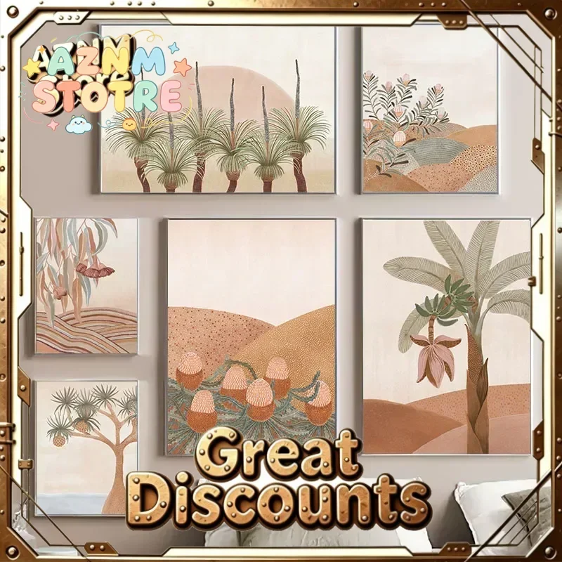 Tropical Palm Coconut Tree Boho Abstract Landscape Posters And Prints Wall Art Canvas Painting Plant Pictures Living Room Dec
