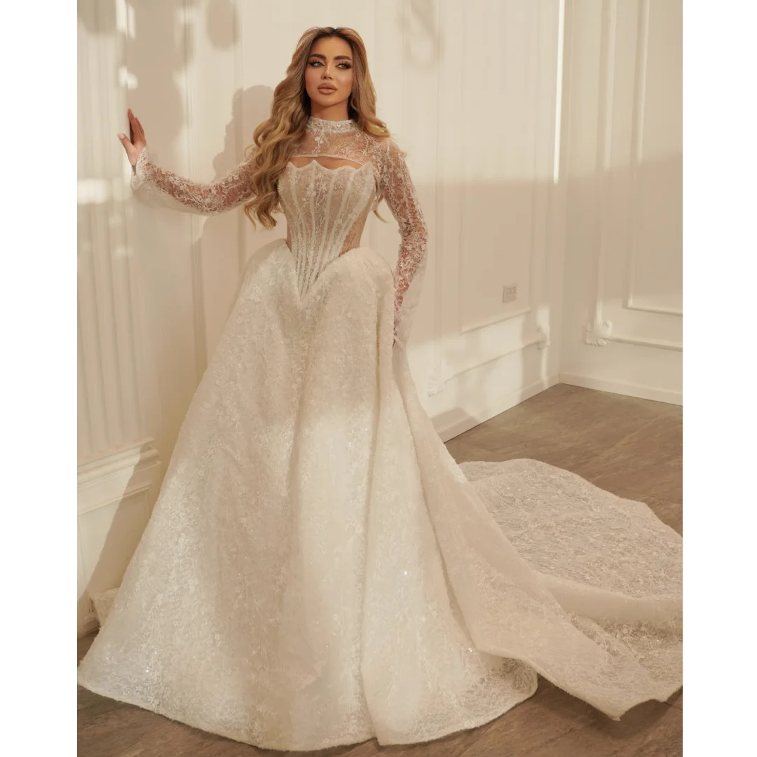 

Vintage Wedding Dresses 2 Pcs Plus Size Lace Corset Bridal Gown Exquisite Wedding Ceremony Dress Formal Vestidos Customized