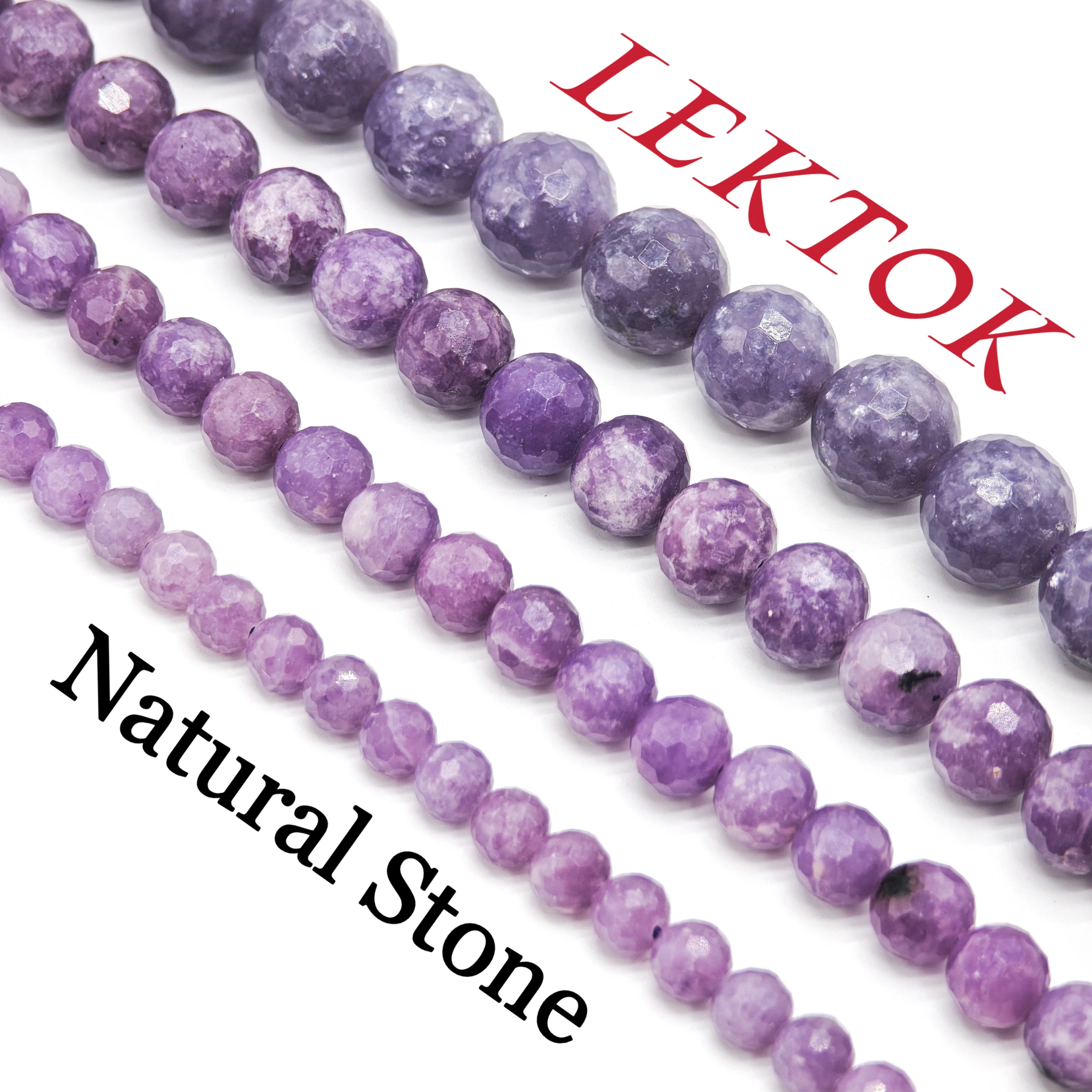 

6mm/8mm/10mm/12mm Stunning Premium Quality Purple Lepidolite Natural Crystal - Exquisite Round Beads with Chic Multi-faceted Cut