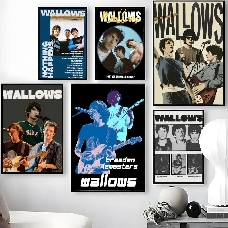 Band W-Wallows Poster Waterproof Self-Stick Wall Art Stickers, Removable Wall Decor for Living Room and Bedroom