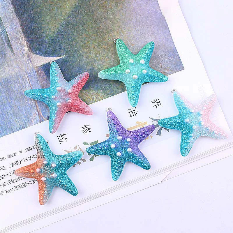 6 個かわいいかわいいヒトデ海オーシャンチャーム樹脂ペンダントイヤリングブレスレットジュエリーメイキング用品 Diy キーホルダー所見 1