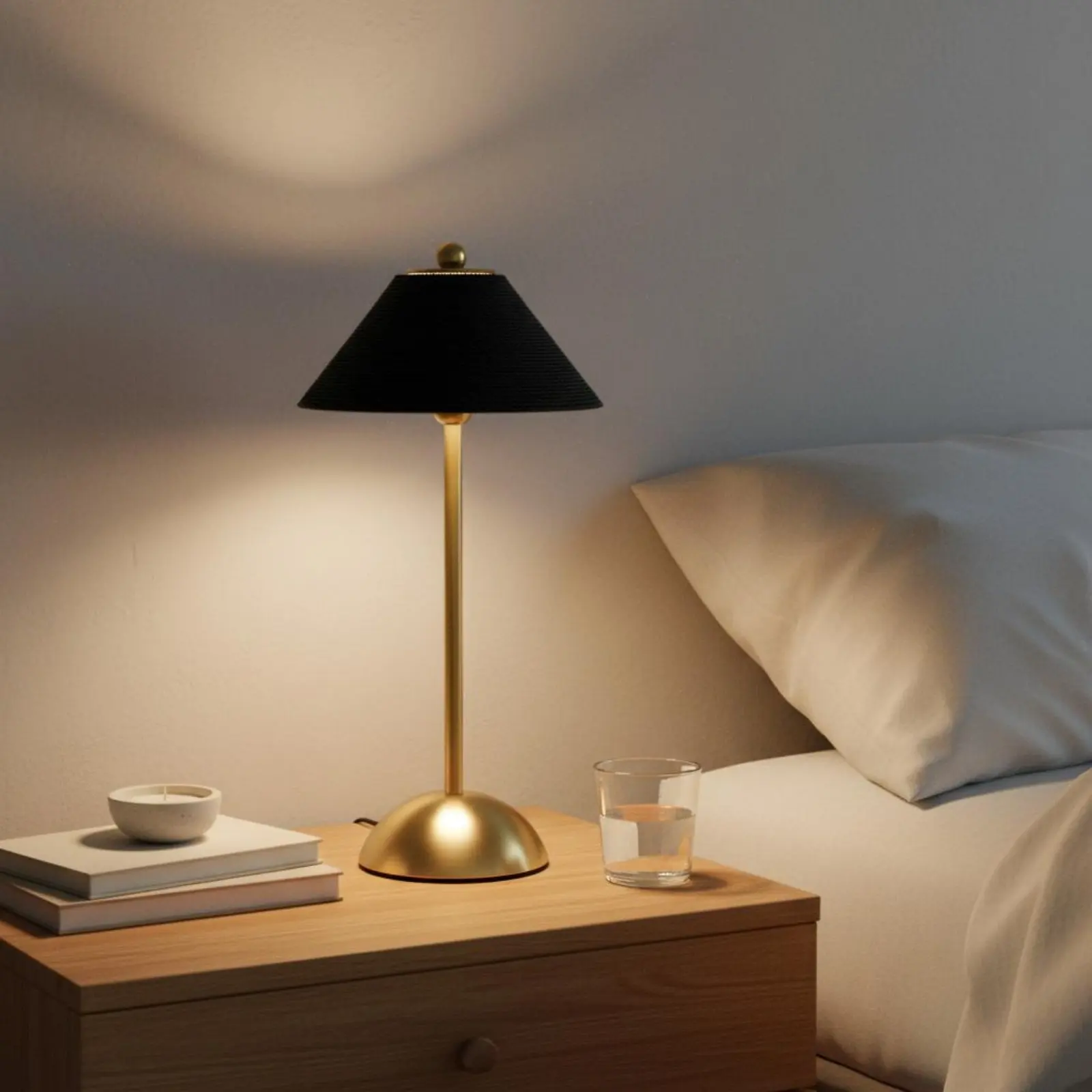 Rattan LED Desk Lamp Portable Rechargeable Tap Table Lamp Handwoven USB-C Charging