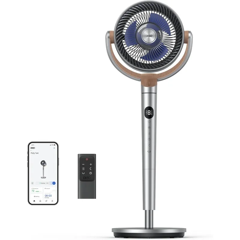 

Dreo Standing Fan, 120°+120° Smart Oscillating Floor Fans with Wi-Fi/Voice Control, 80 ft Fan For Bedroom, DC Motor Quiet Fans