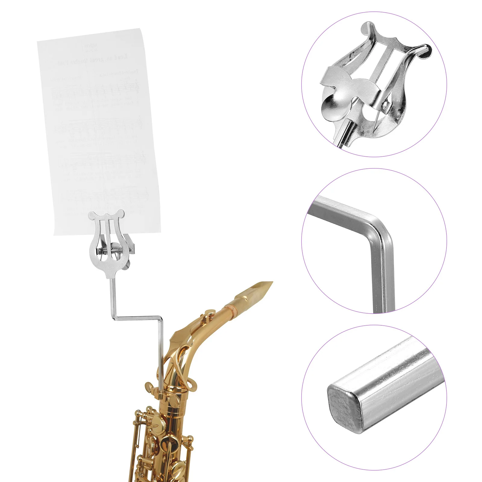 1pc Saxophone Stand Portable Silver Sheet Music Holder For Marching Band Durable Music Score Rack Instrument Accessory