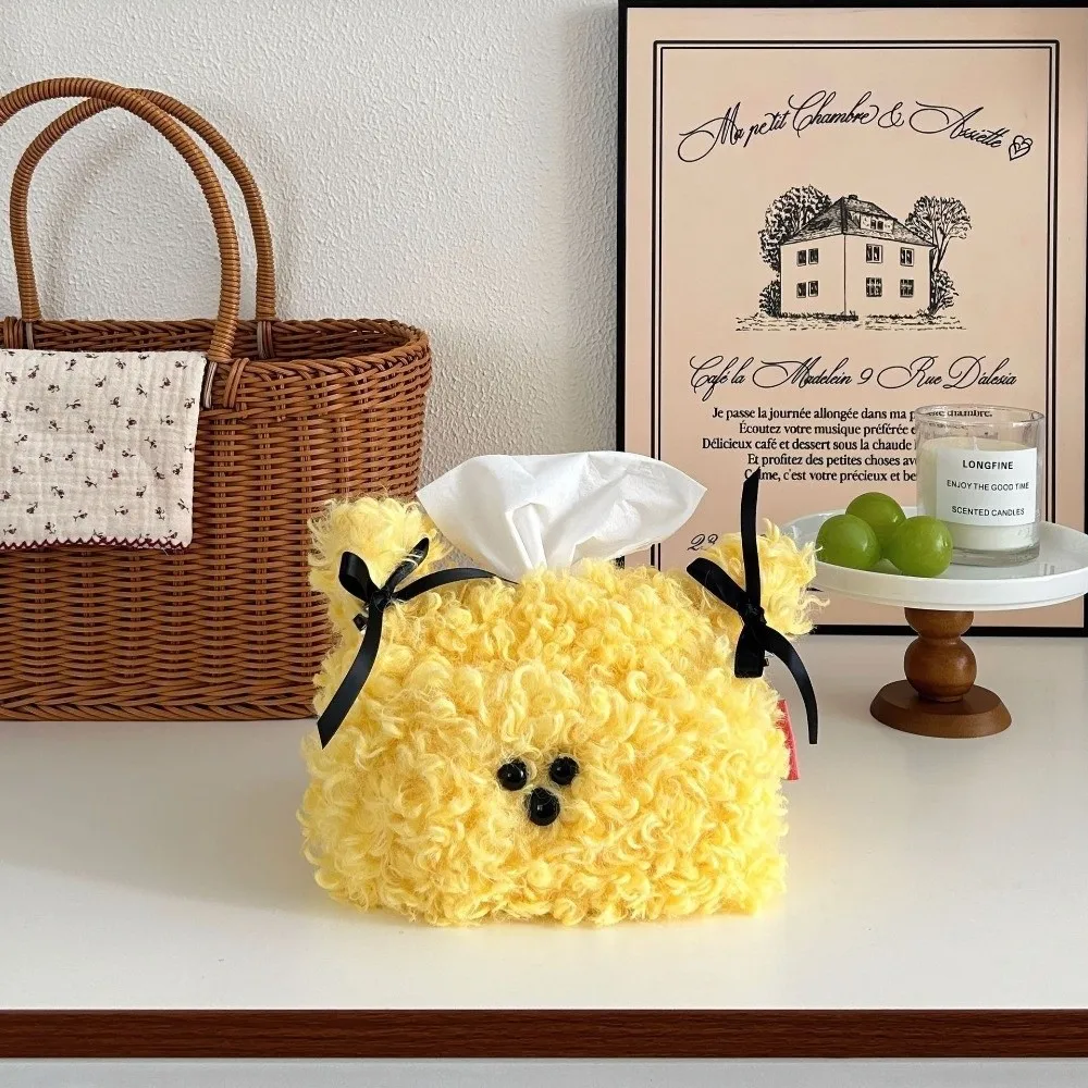 Creative Plush Tissue Box Cover Square Shape Puppy Dog Design Napkin Dispenser Holder Soft Tissue Case Home Decor - view 5