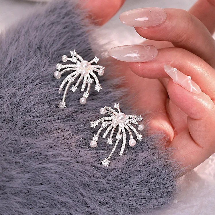 925 فضة خمر أقراط للنساء العصرية بسيطة الألعاب النارية شكل القرط مجوهرات منع الحساسية اكسسوارات الحفلات #2