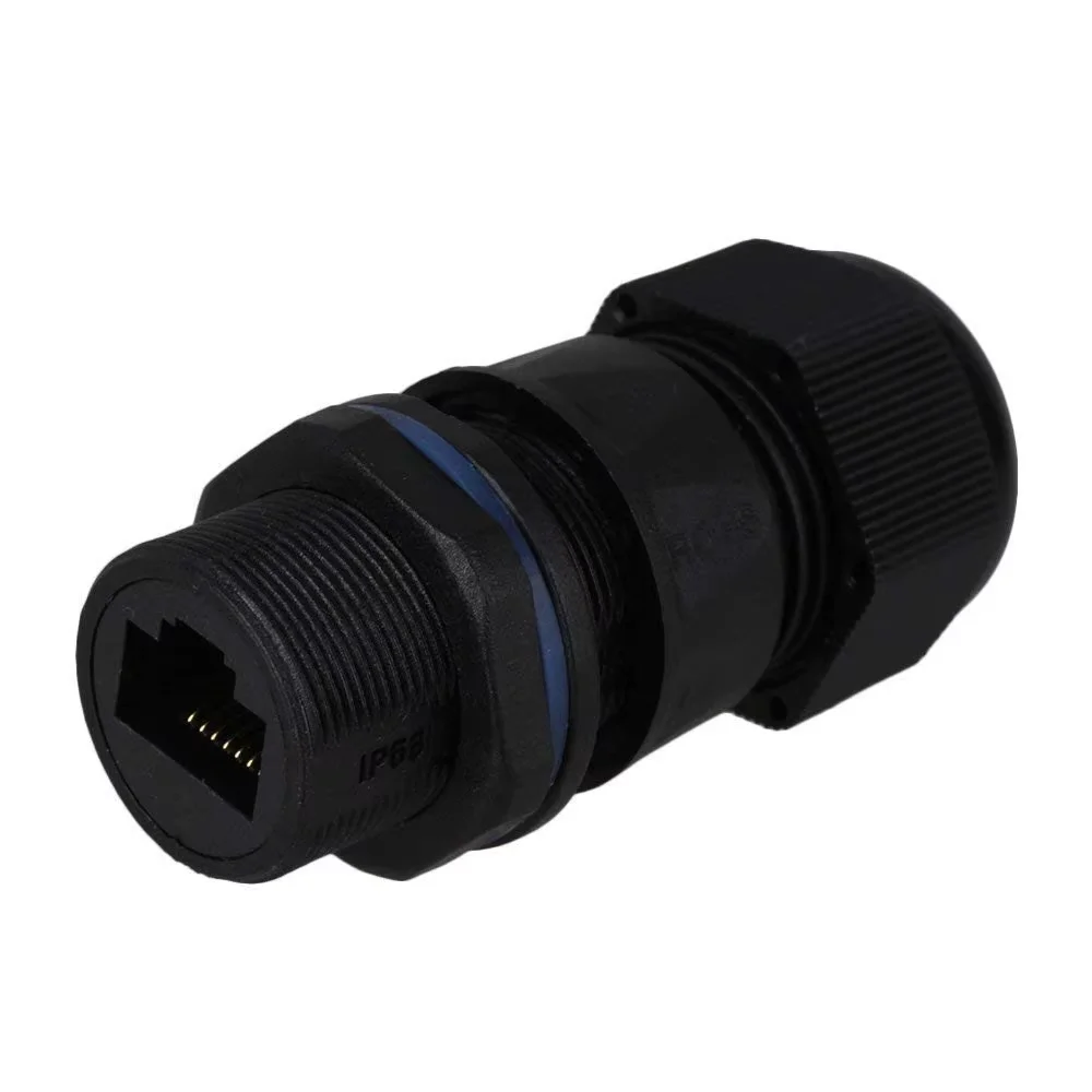 Ethernet LAN Black IP68 Protection M20 Stuffing Locknut Outdoor Plastic RJ45 AP Waterproof Cable Gland Connecto