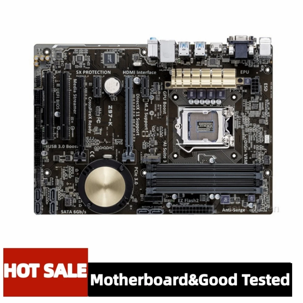 

Z97-K Motherboard Intel Z97 Socket LGA 1150 i7 i5 i3 DDR3 PCI-E 3.0 SATA III M.2 USB3.0 Desktop Mainboard