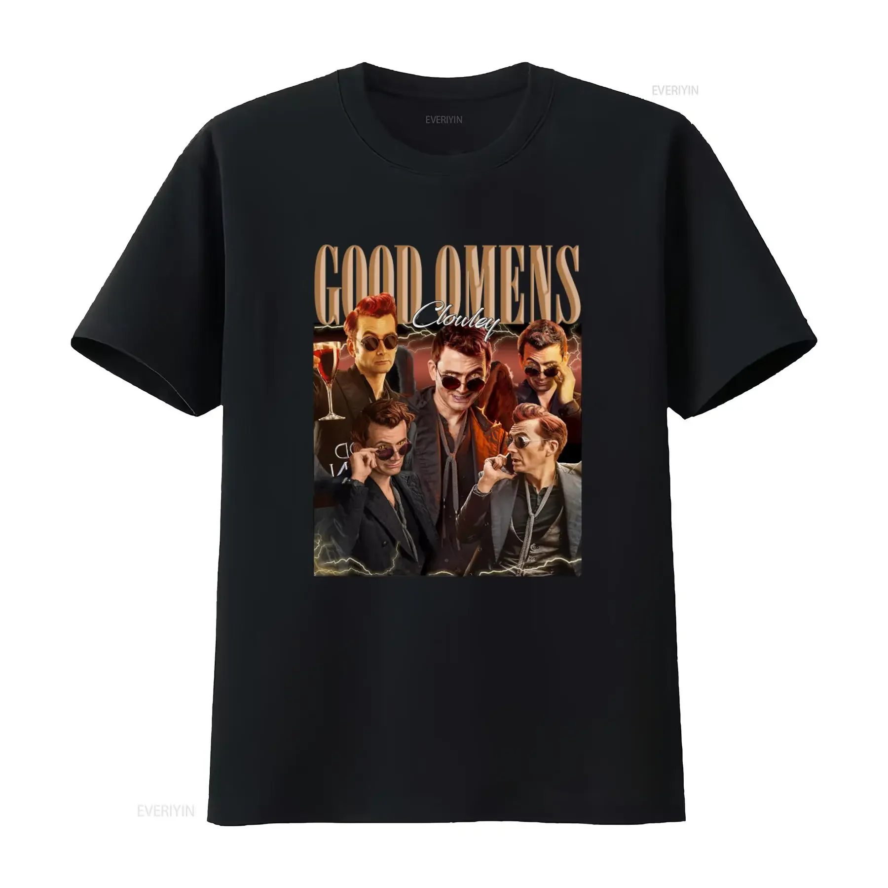 Good Omens Crowley Vintage Style 90s Retro Homage Bootleg T Shirt 2023 vintage Washed Stretched Breathable fashion streetwear