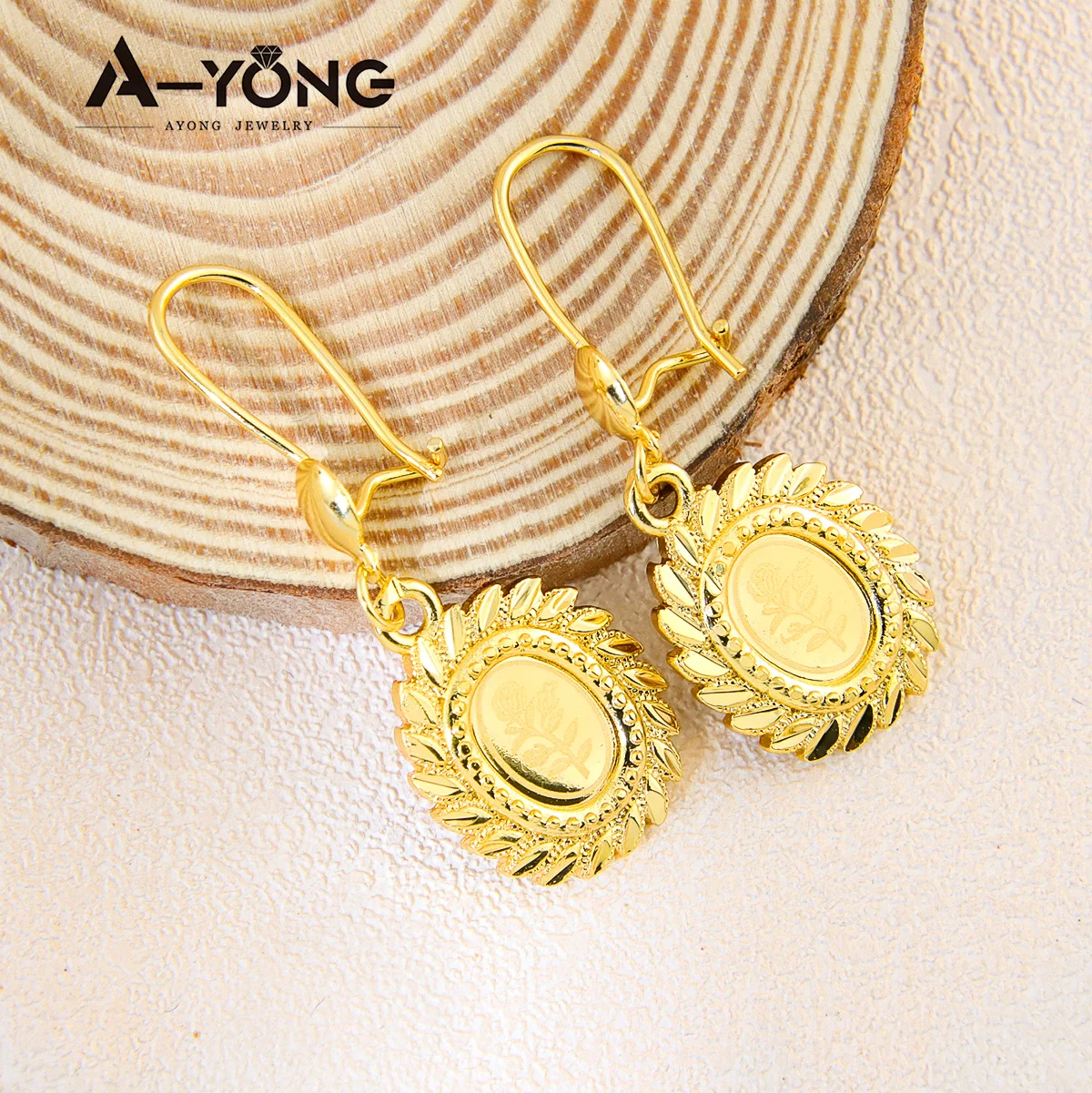 AYONG Turkish Coin Dangle Earrings 21k Gold Plated Dubai African Copper Drop Earring Middle East Arab Women Bridal Jewelry Parts