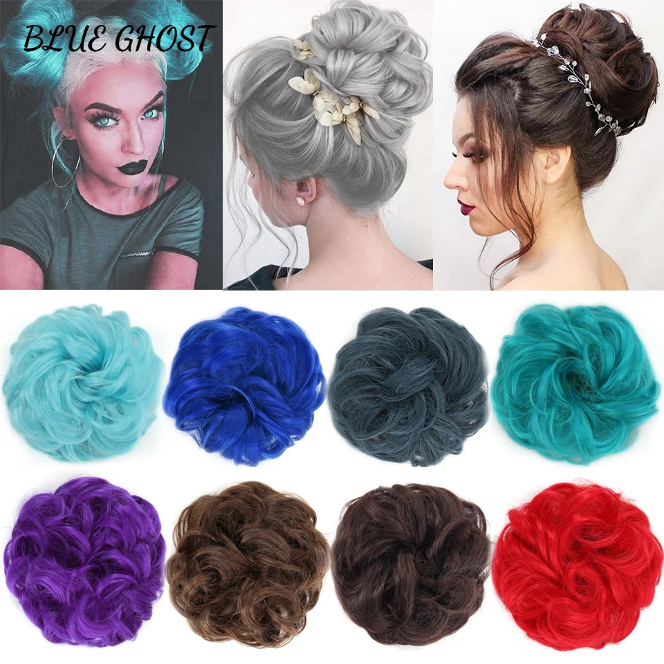 Synthetic Chignon Extension Messy Curly Chignon Hairpiece Hair Extensions Elastic Hair Rope Rubber Band Hair Accessories For Wom