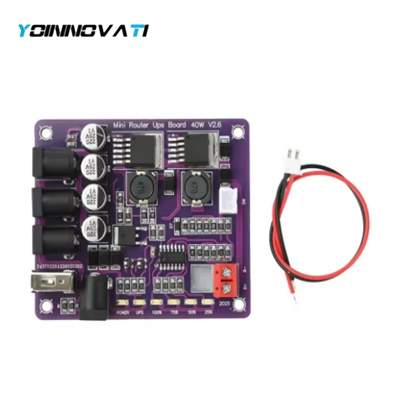 40W Battery Charging Board 4-Port Mini Router UPS Board 11.1V Power Module USB/DC Port