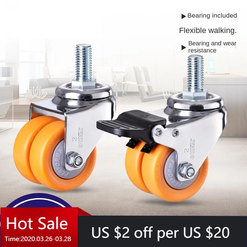4-pack-heavy-duty-15-dual-row-caster-wheels-with-lead-screw-universal-brake-m12-m10×25mm-for-oven-racks-mobile-shelves