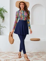 Burkini Swimsuit Summer Beach Muslim Women Burkini With Shawl Modest Swimming Suit Floral Swimwear Swimsuit Quick Drying UPF50+