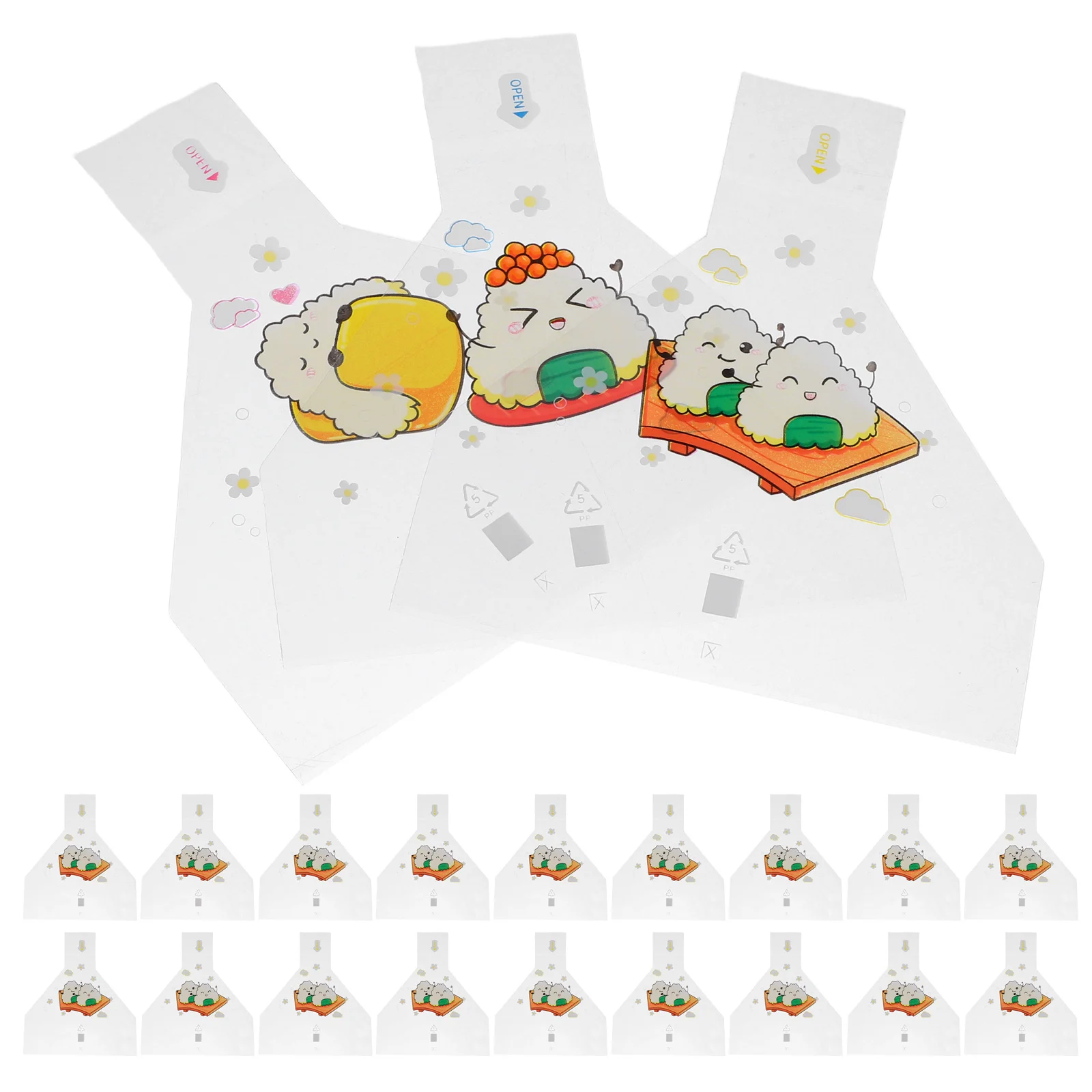 

100pcs Cartoon Rice Ball Wrappers Japanese Style Triangle Onigiri Packing Bags Microwave Safe Portable Food Storage For Sushi