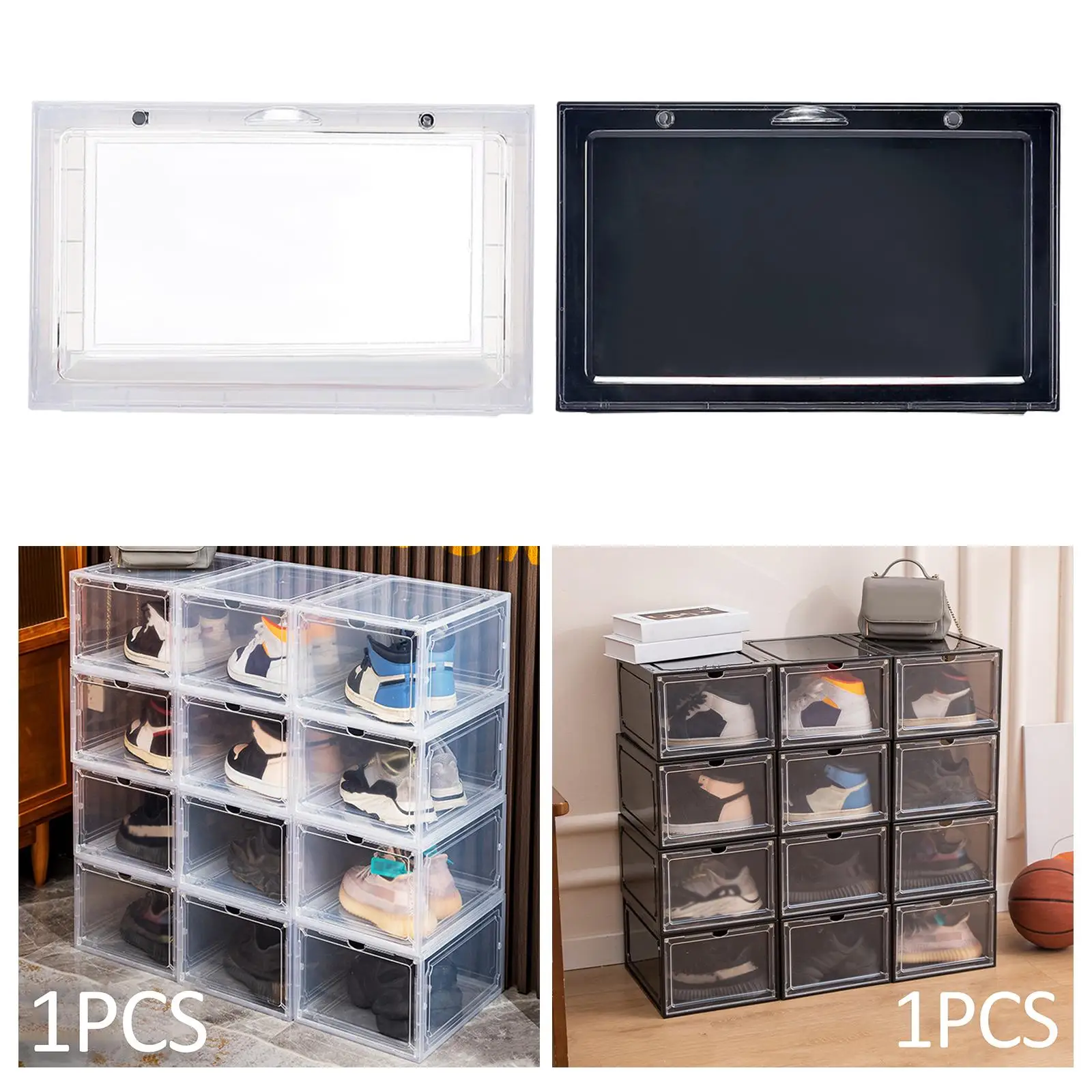 Shoe Container Multifunctional Shoes Organizer Display Bins Shoes Display Case for Sandals Sneakers Flip Flops Heels Wedges