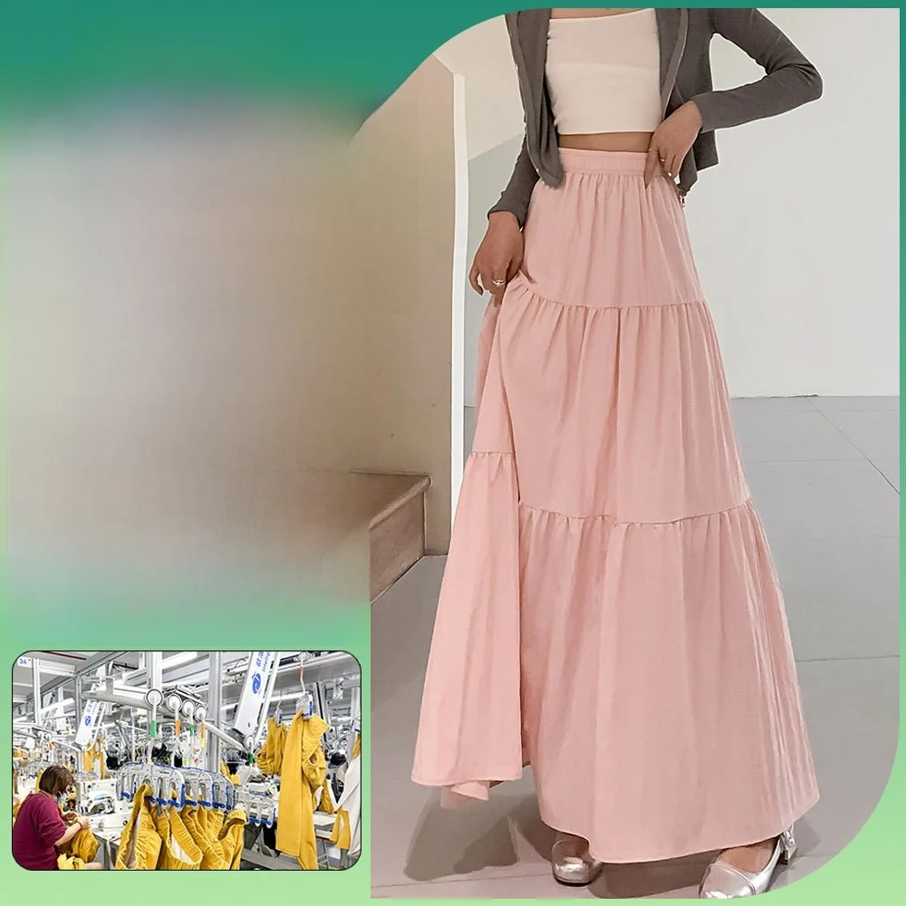 

Женская юбка-миди Lazy Sle, свободная юбка-тортик, юбка-трапеция, длинная расклешенная юбка, домашняя одежда из смеси полиэстера