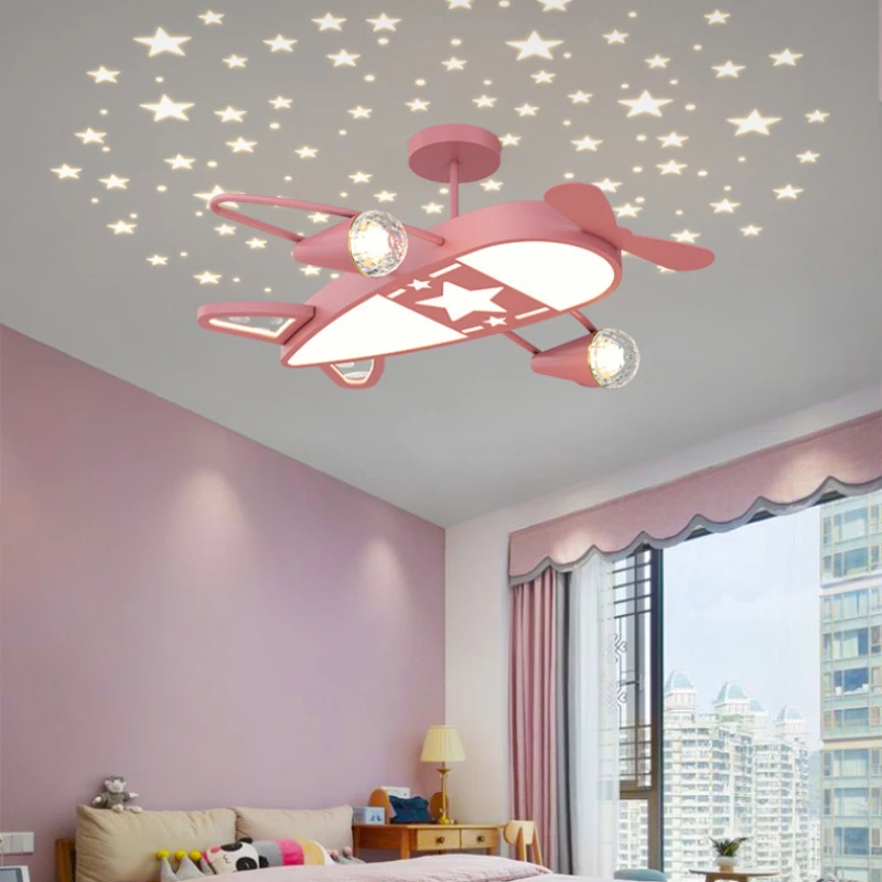 Starry Sky Projection Airplane Light Children\'s Room Ceiling Lights Nordic Creative Little Girl  Boy Room Decor Ceiling Lamps