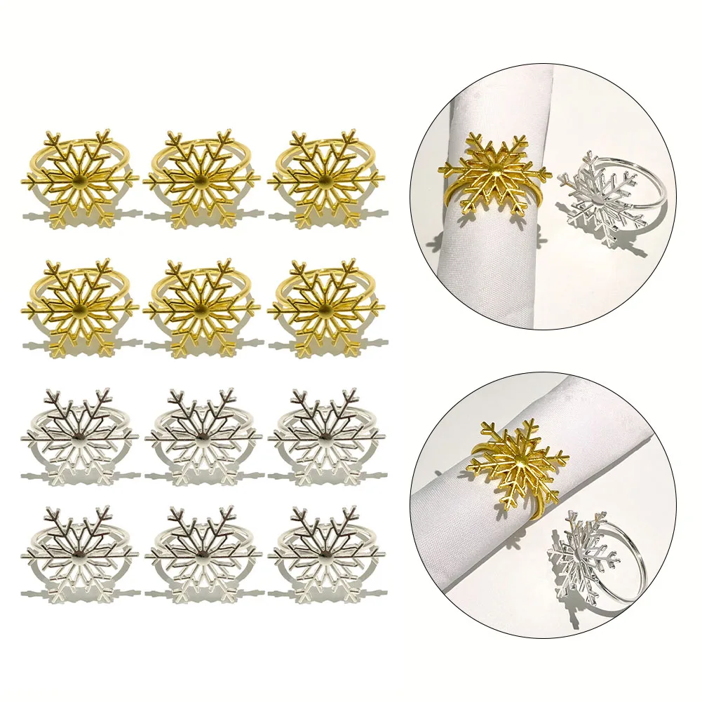 Shimmering Christmas Napkin Rings  Set of 6  Glittering Golden and Silver Options  Perfect for Parties and Celebrations
