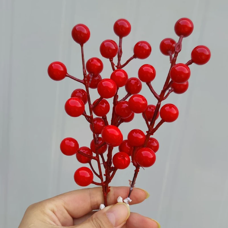 Chinese New Year Garland Decoration 2024 Artificial Red Berry Branch Fake Plants for Home Room Table Decor Wedding Supplies